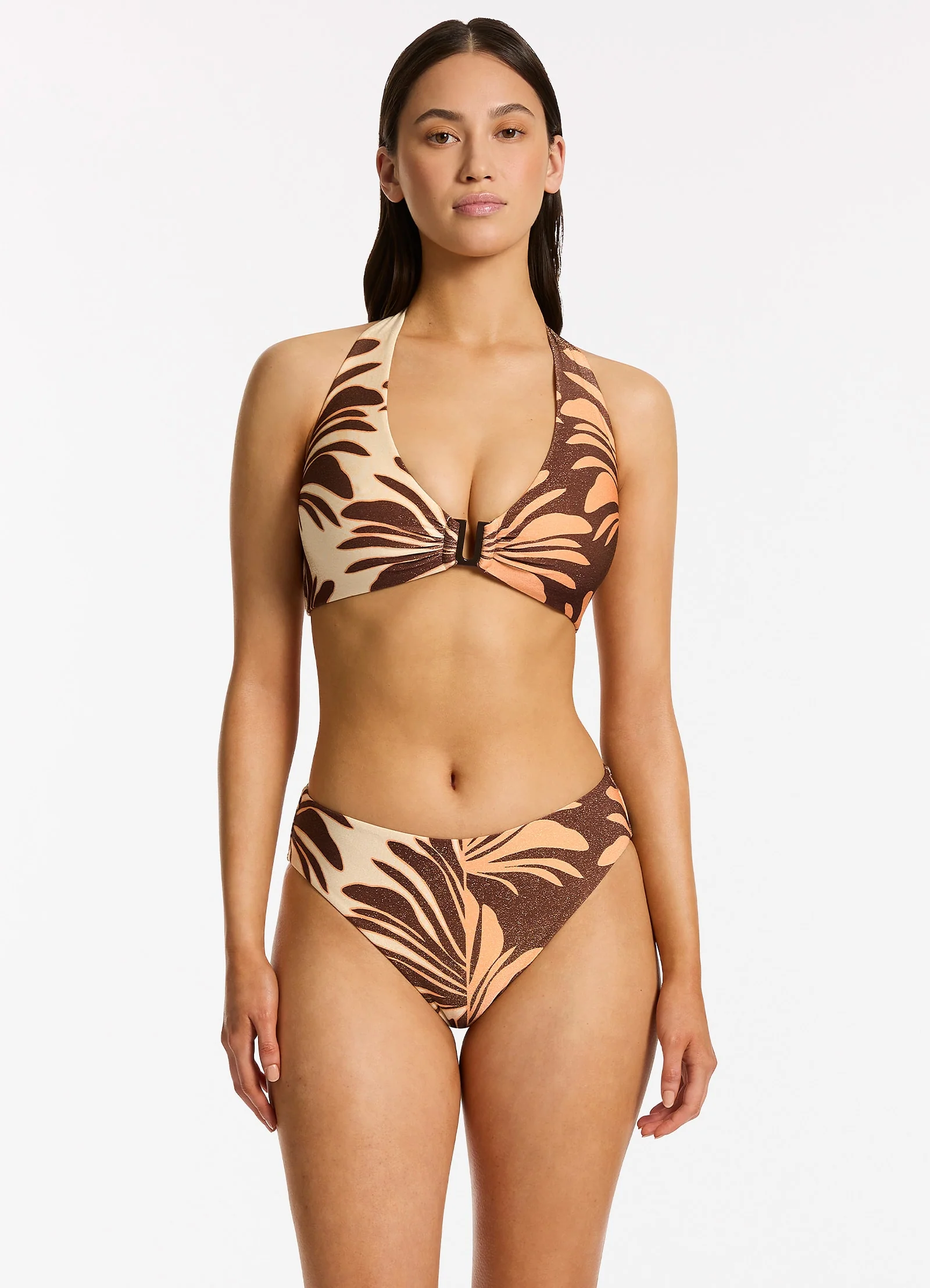Dahlia Palm Full Coverage Bikini Bottom - Chocolate - Image 4