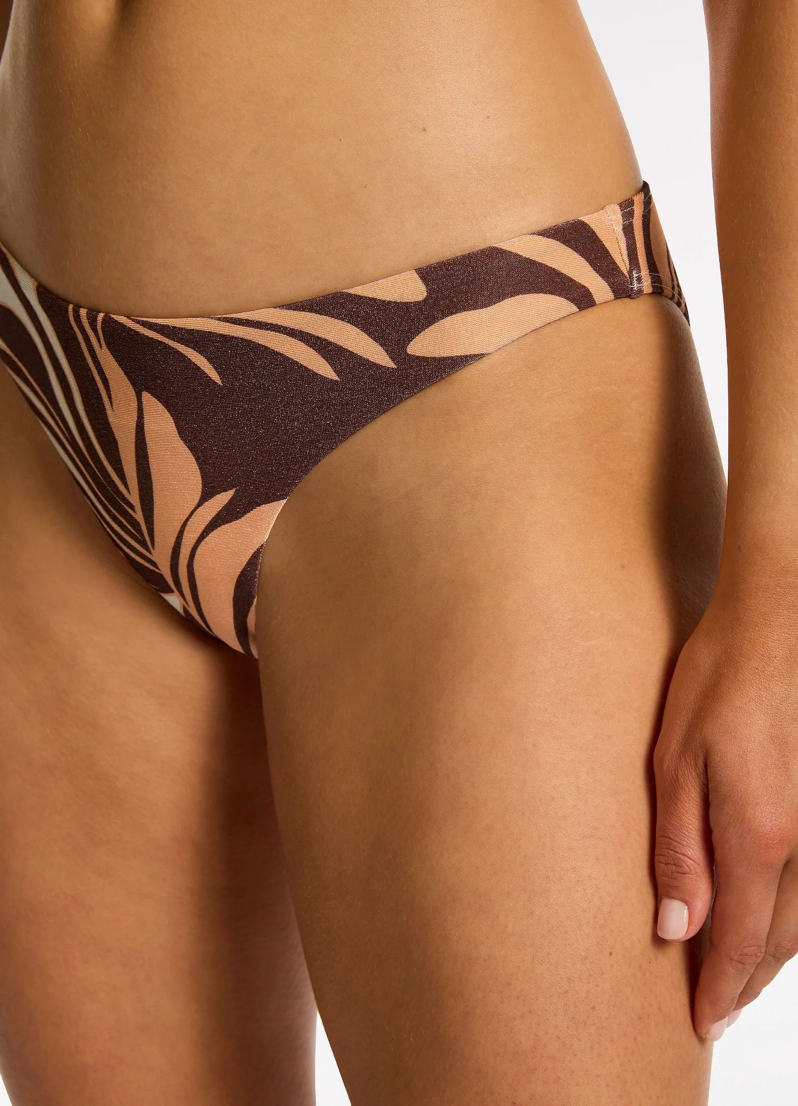 Dahlia Palm Hipster Bikini Bottom - Chocolate - Image 5