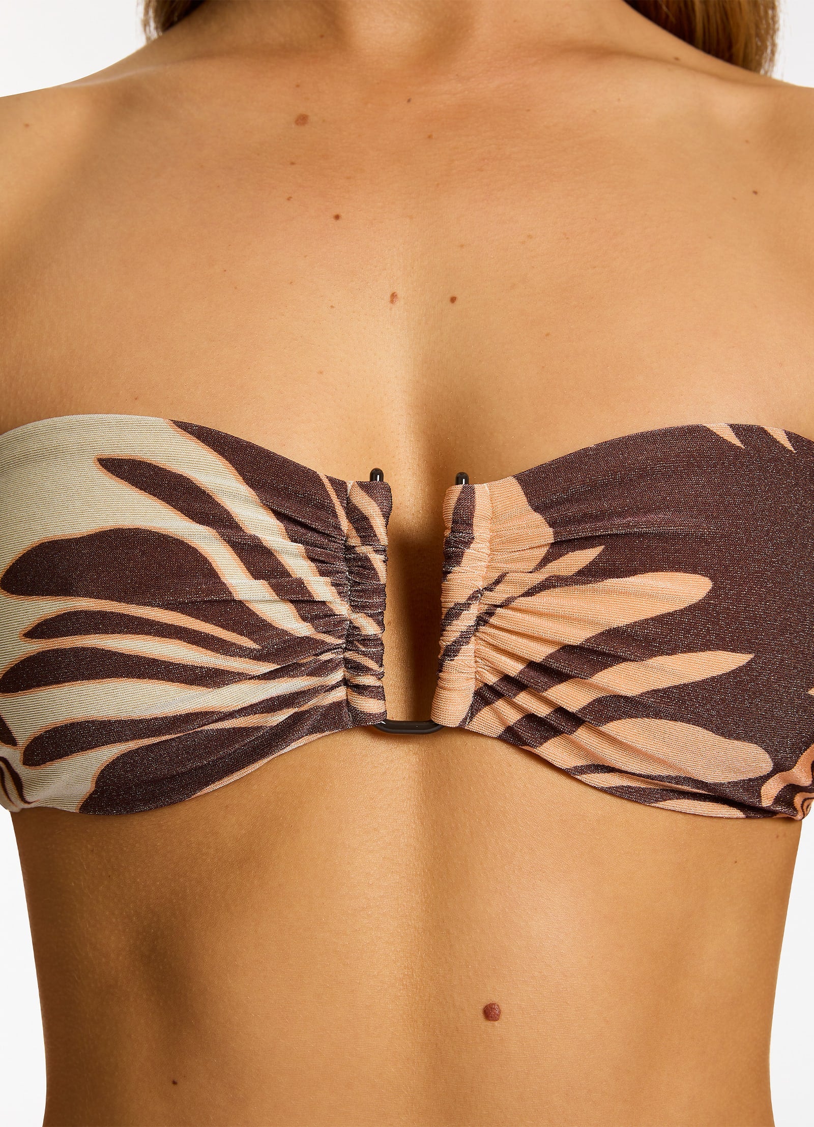 Dahlia Palm U Trim Bandeau Bikini Top - Chocolate - Image 5