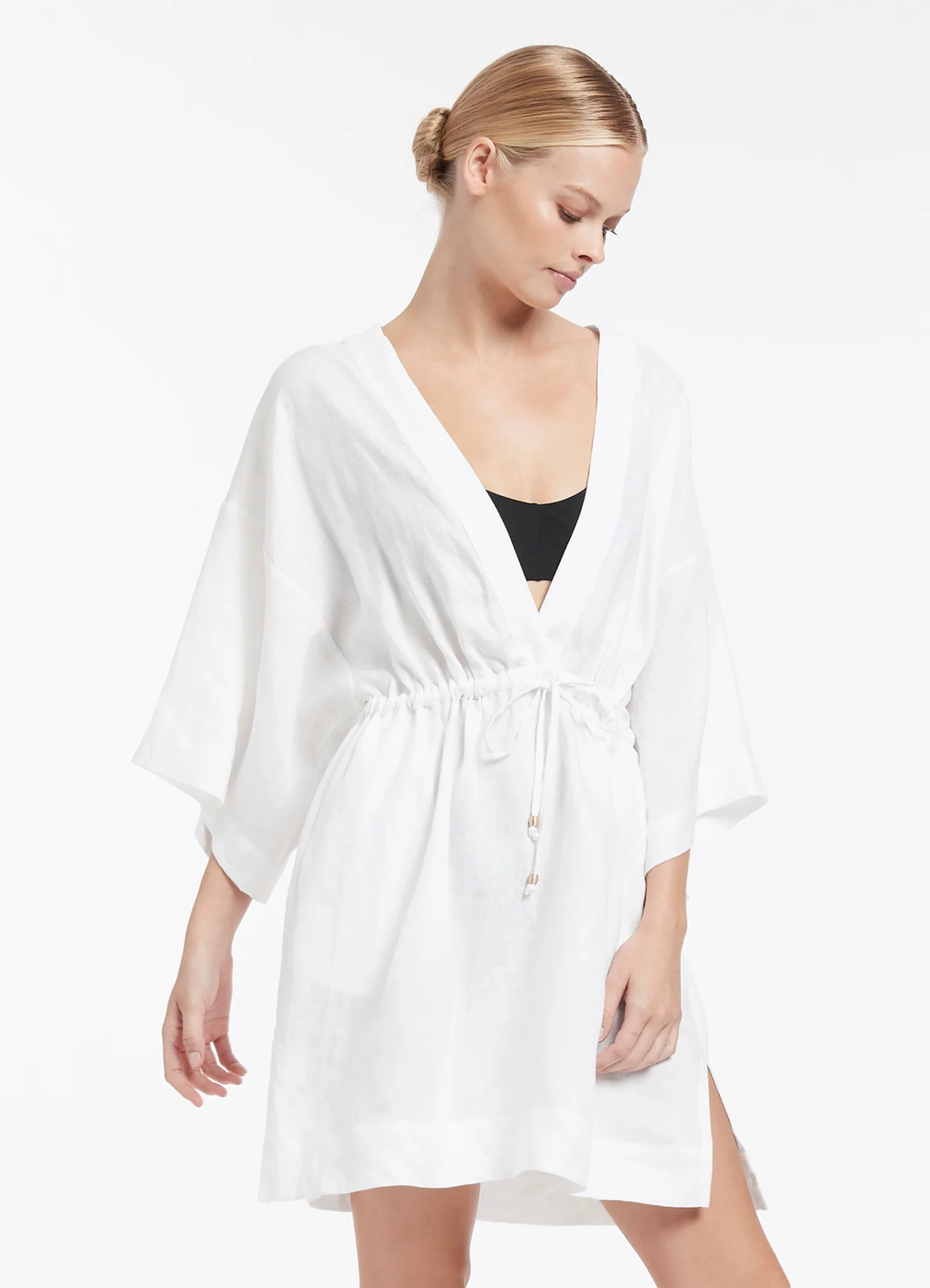 Jetset Gather Front Kaftan - White - Image 3