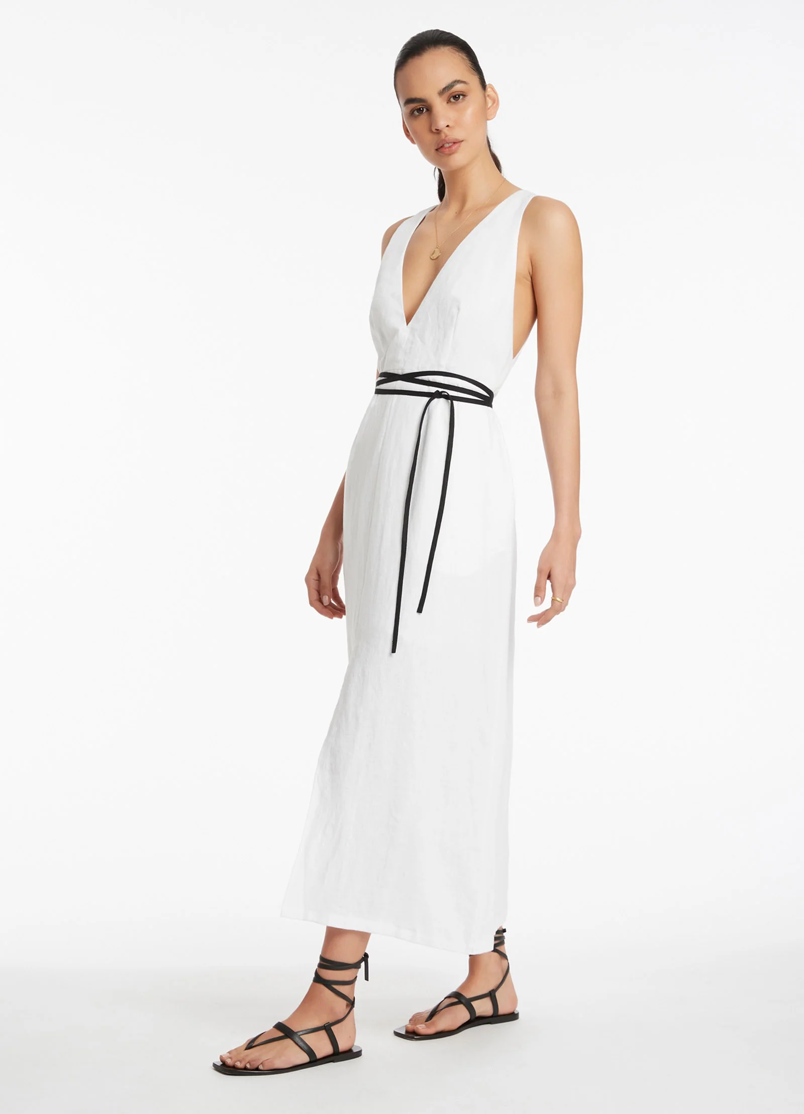 Jetset Plunge Belt Dress - White - Image 3