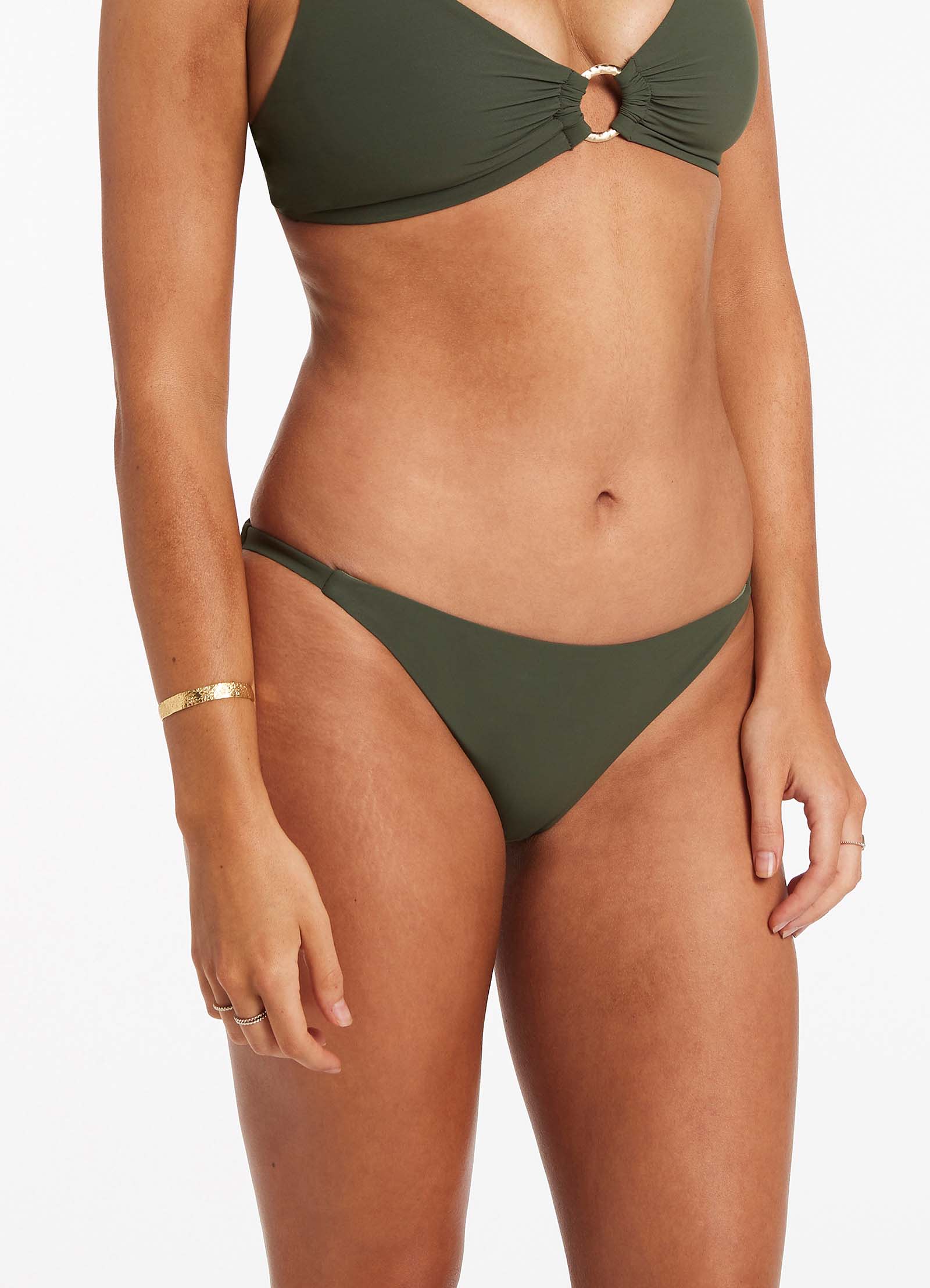 Jetset Skinny Side Hipster Bikini Bottom - Olive - Image 4