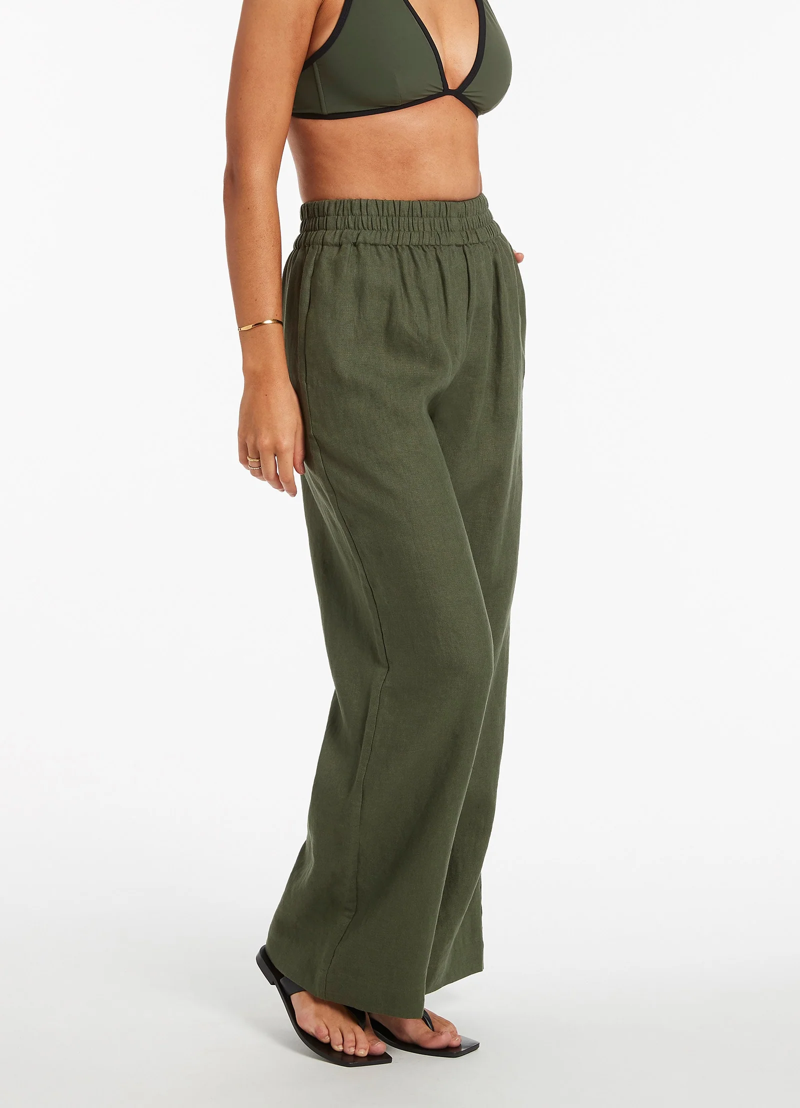 Jetset Wide Leg Pants - Olive - Image 3