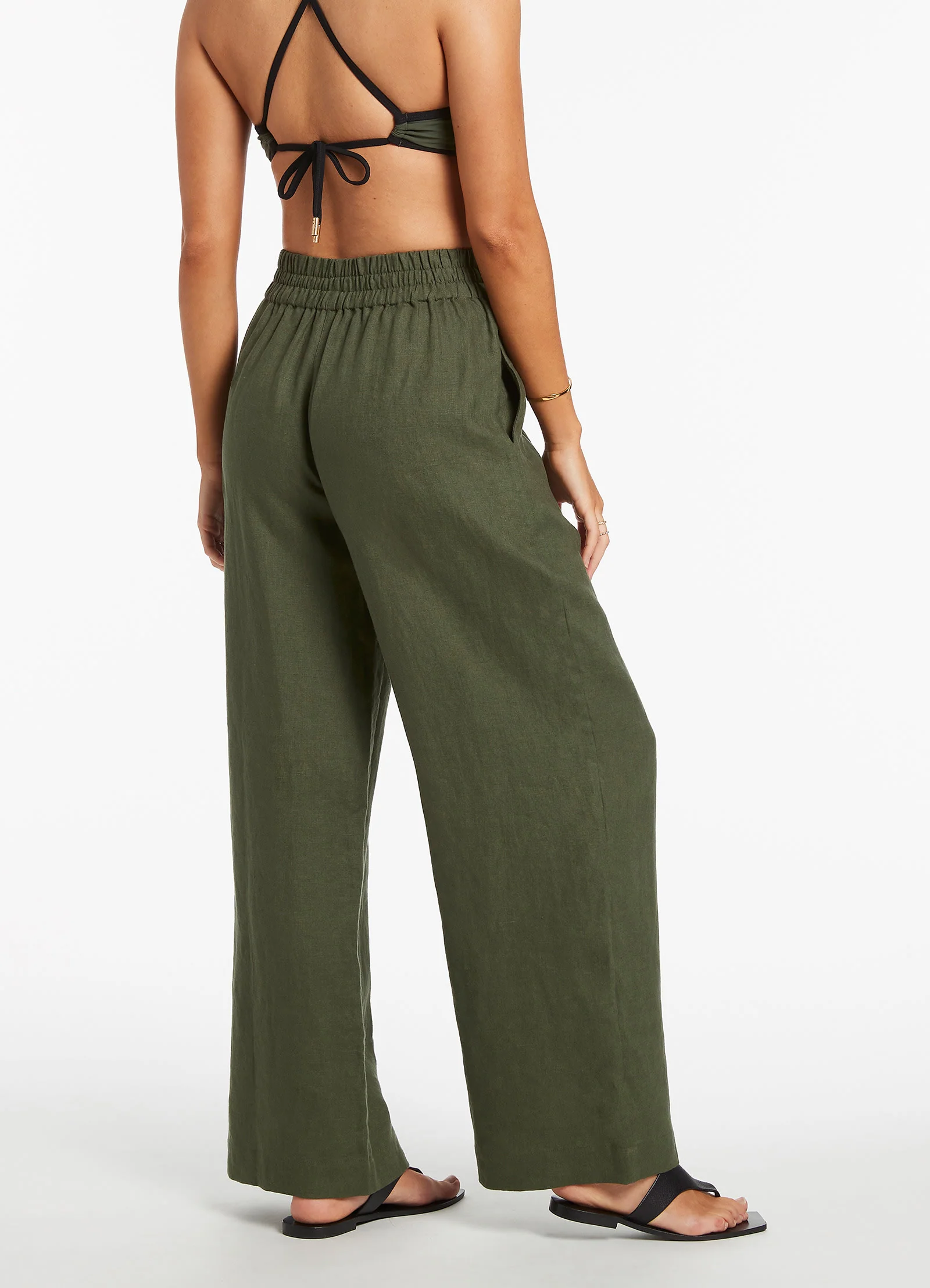 Jetset Wide Leg Pants - Olive - Image 4