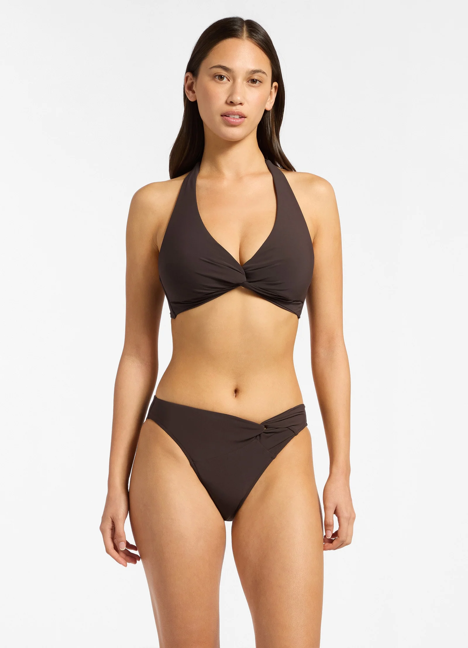 Jetset Twist Front Hipster Bikini Bottom - Chocolate - Image 4